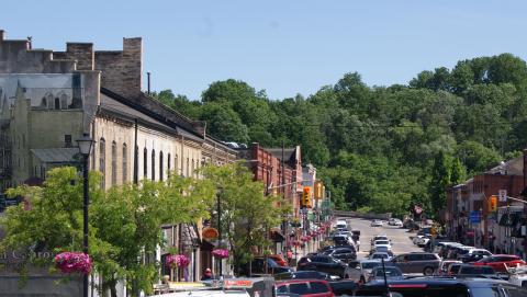 Image of Paris Ontario with quite a few cars 